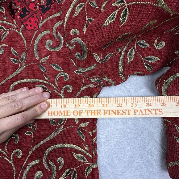 90s Vtg Tantrums Jacket Women Large Red Gold Tapestry Sequin Blazer Wearable Art - Picture 12 of 13